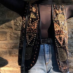 90s Velvet Sequins/Beaded Embroidered Vest